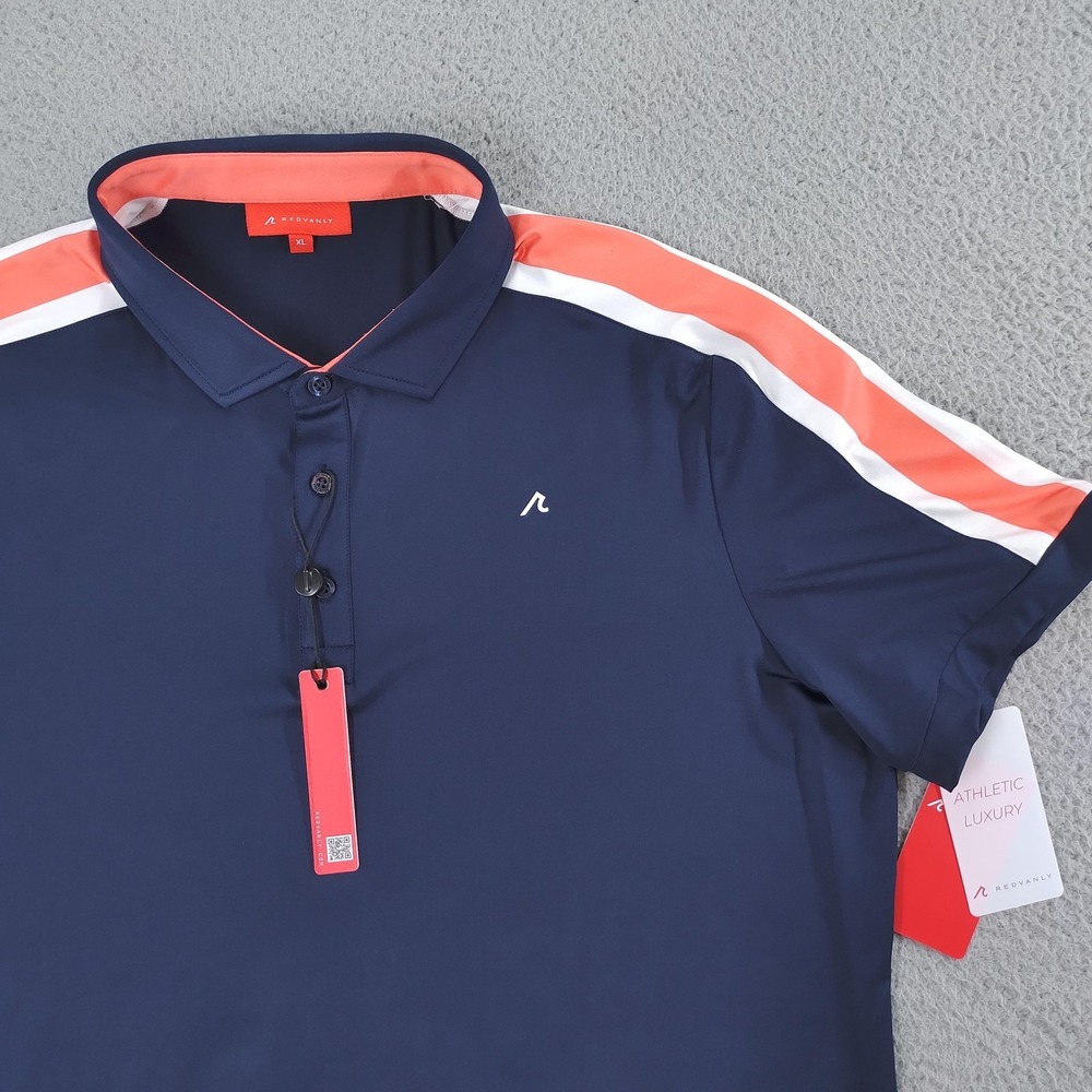 Redvanly Sevigne Polo Shirt Mens XL Midnight Navy PUREpoly Golf Stripe Athletic